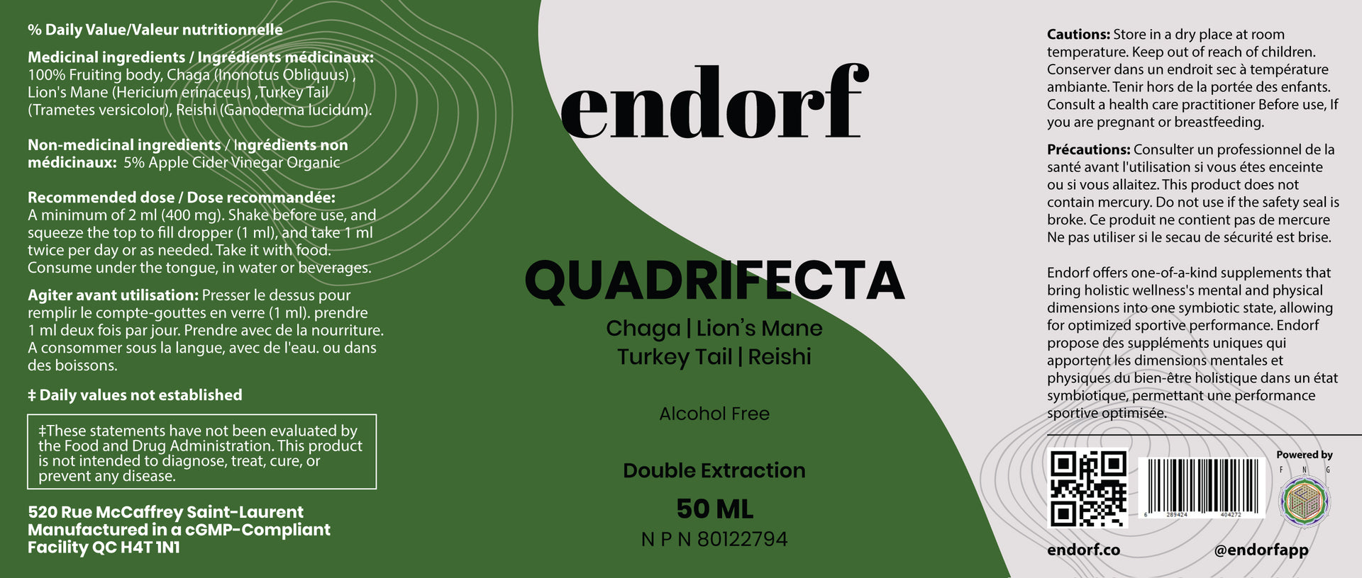 Quadrifecta Liquid Mushroom extract (Alcohol Free)