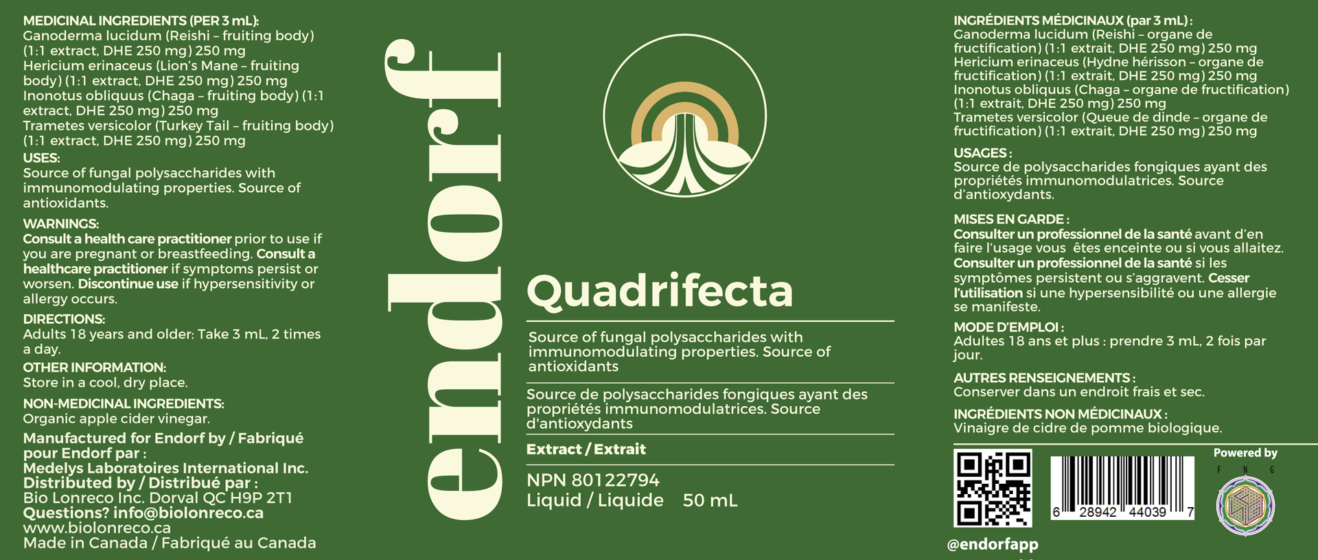 Quadrifecta Liquid Mushroom extract (Alcohol Free)